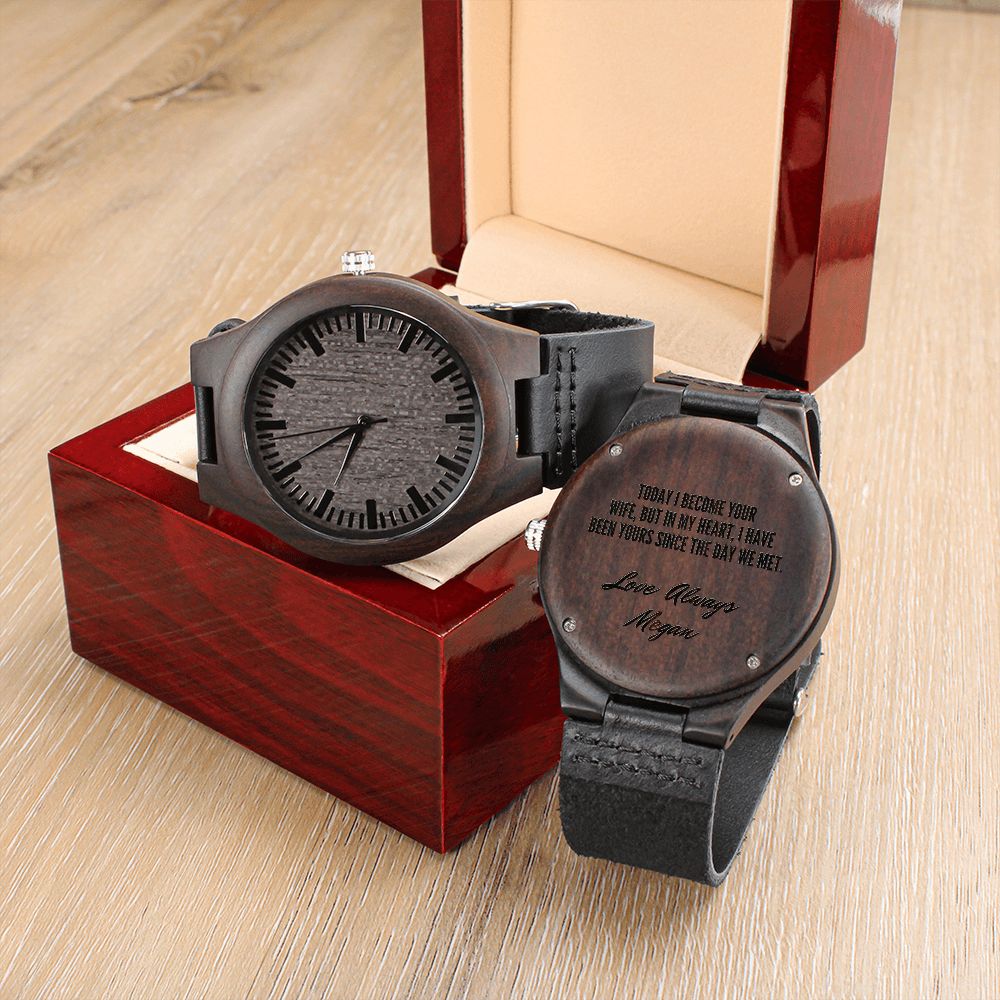 Custom Engraved Wooden Watch For Groom