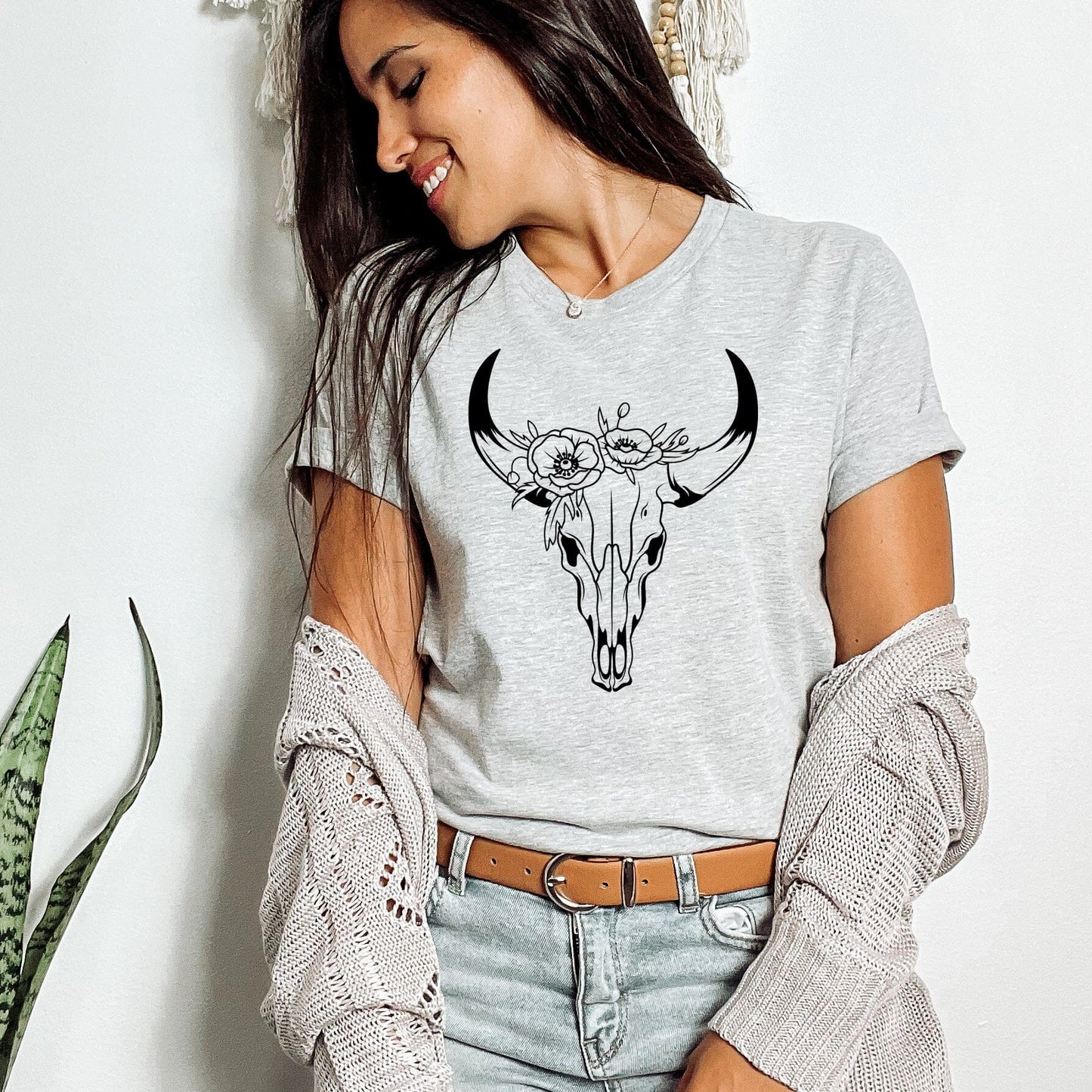 Cow Skull With Flowers