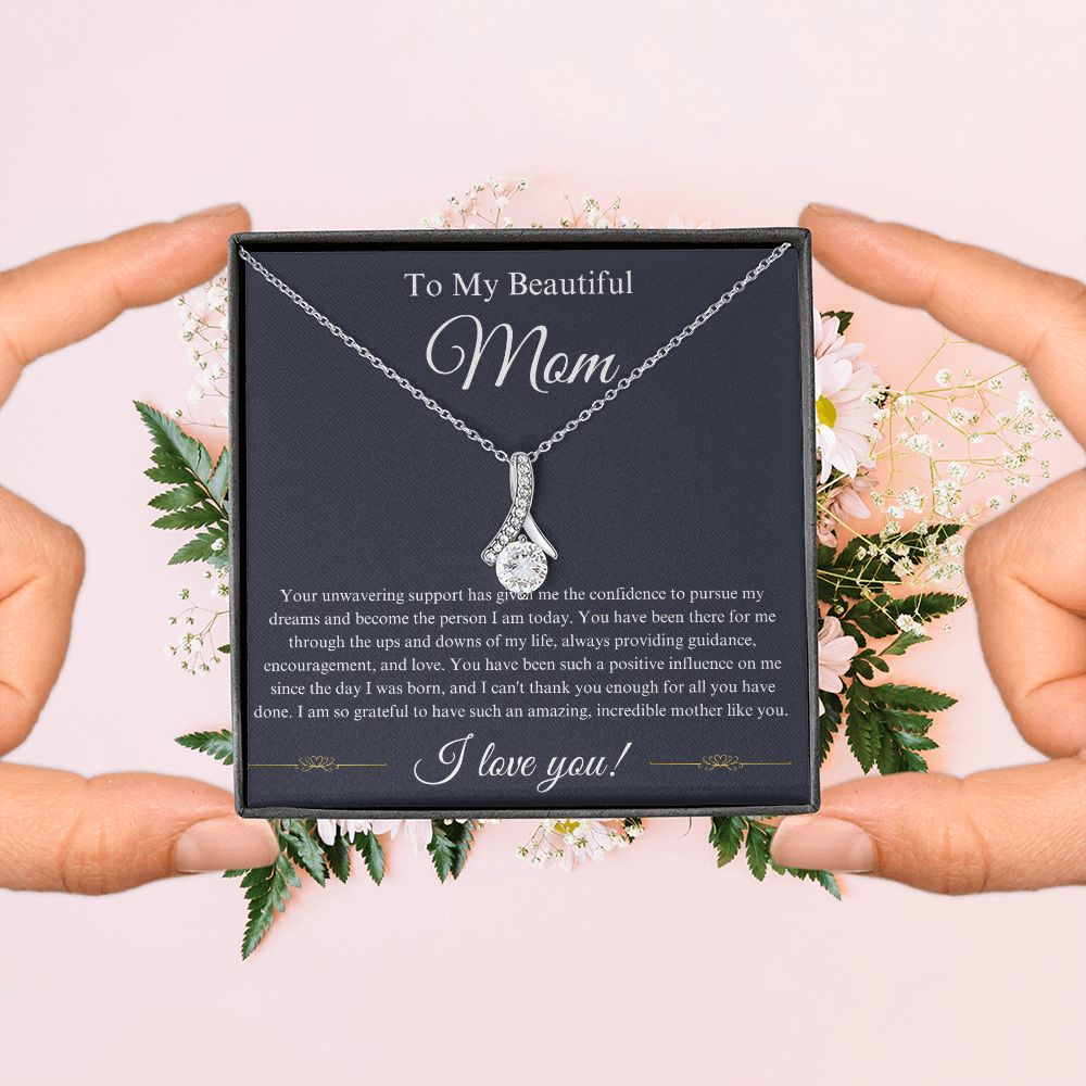To My Beautiful Mother Message Alluring Beauty Necklace