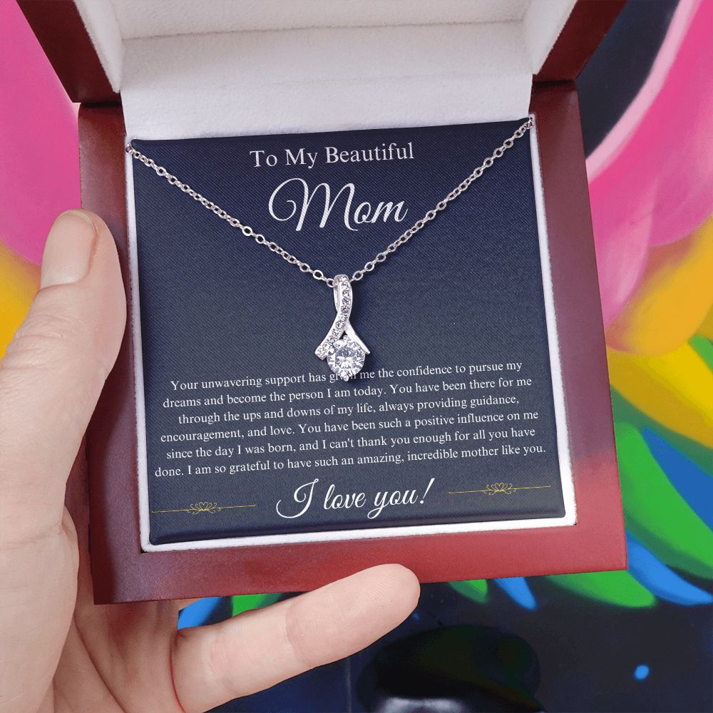 To My Beautiful Mother Message Alluring Beauty Necklace