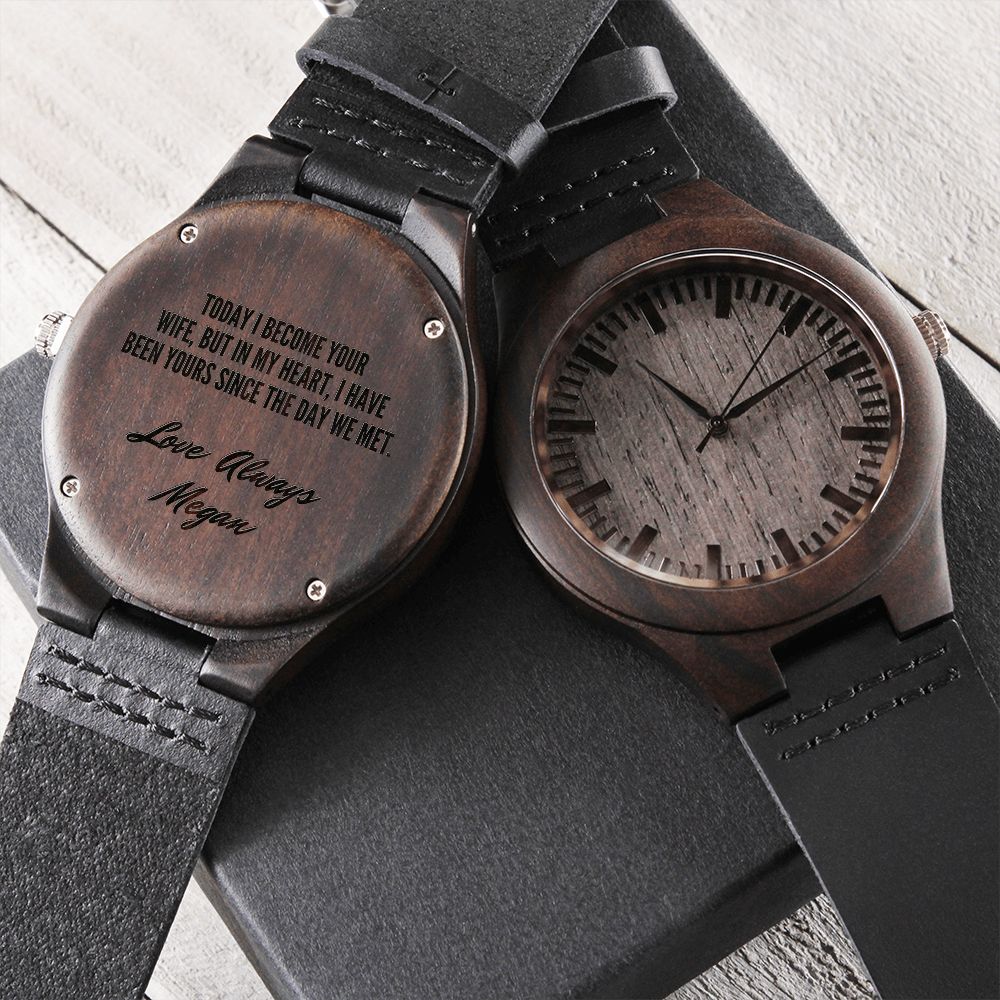 Custom Engraved Wooden Watch For Groom