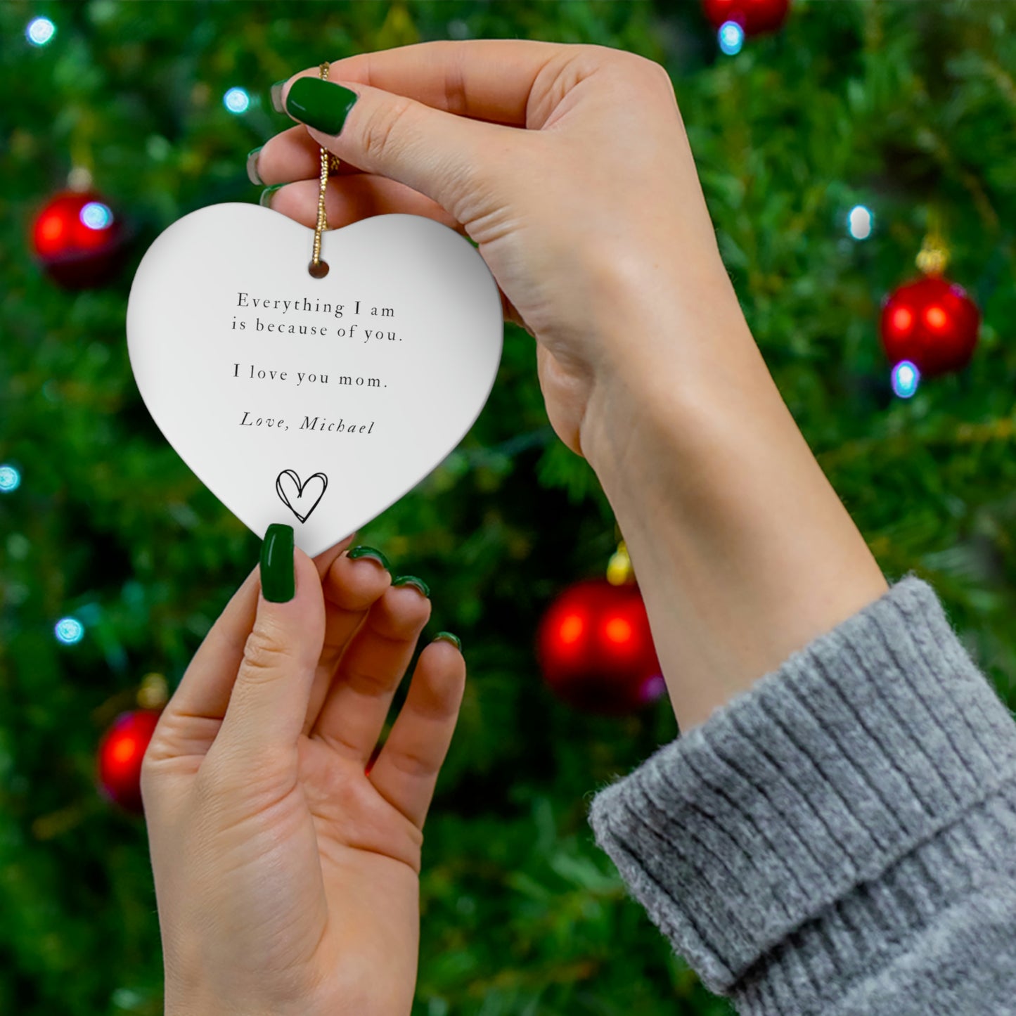 Heart Shaped Mom Ornament - From Son