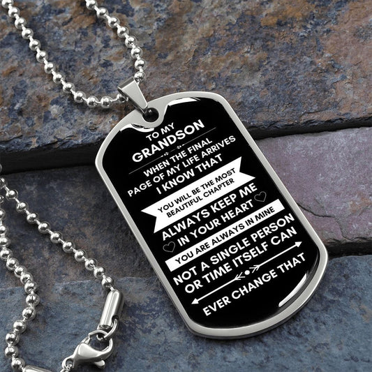 To My Grandson - Pages Of My Life - Military Chain Black
