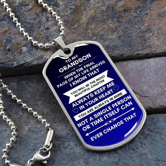 To My Grandson - Pages Of My Life - Military Chain Blue