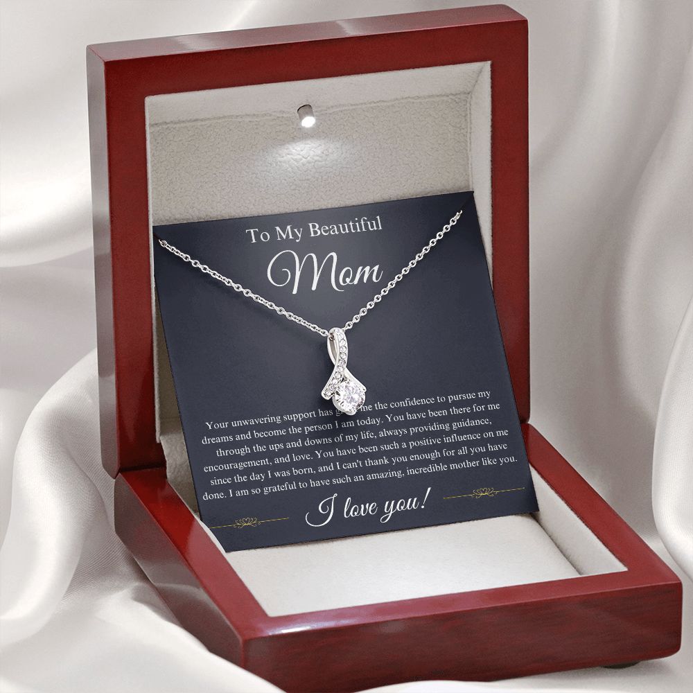 To My Beautiful Mother Message Alluring Beauty Necklace